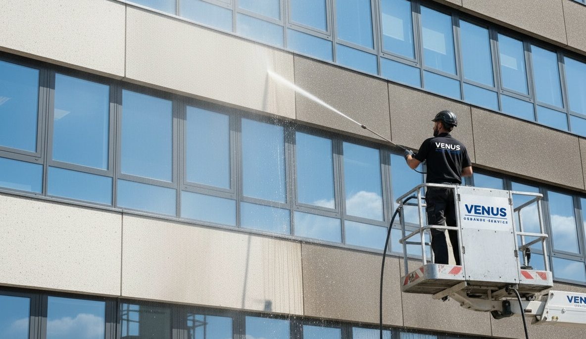 Fassadenreinigung eines Bürogebäudes durch die VENUS Gruppe in Heilbronn